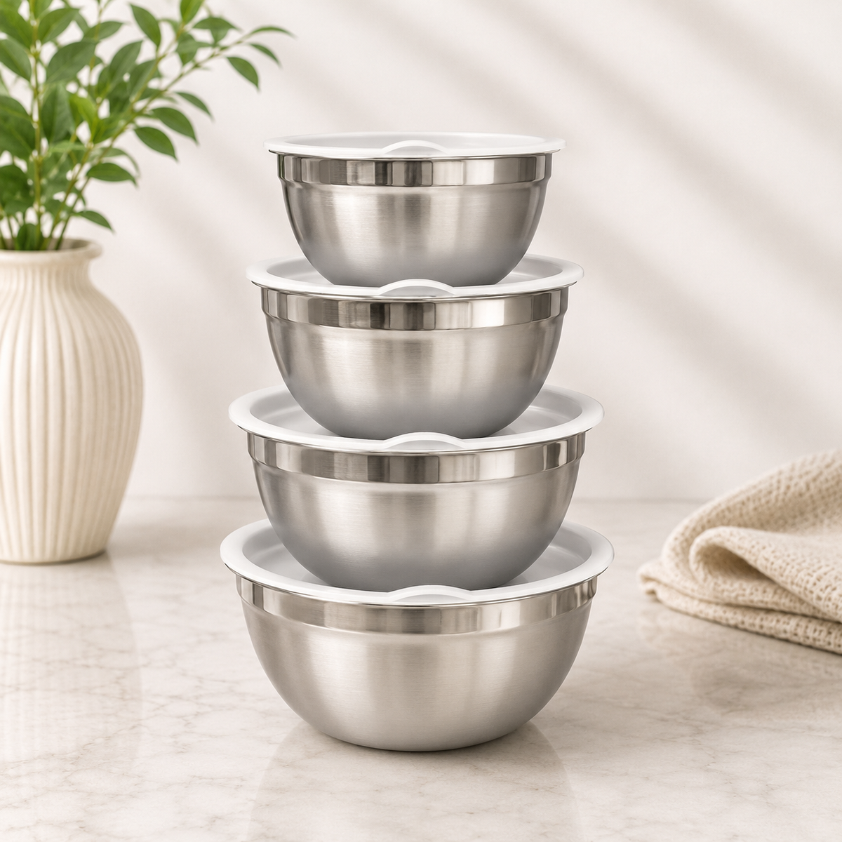 5 piece stainless steel nesting mixing bowl set with airtight lids – photo 2