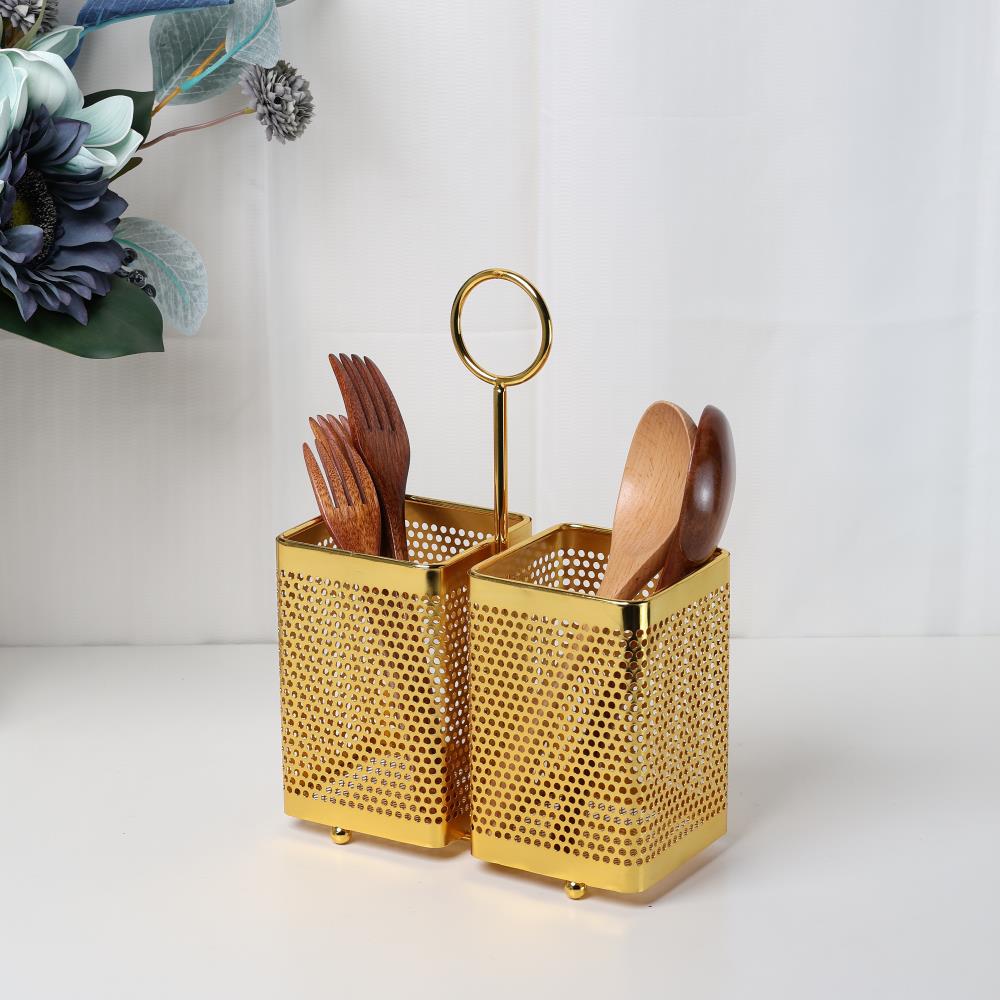 Golden spoon stand with premium metallic finish | Saify Homes