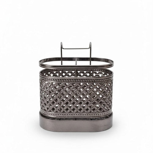 Unique shape round stainless steel spoon stand with geometric design | Saify Homes