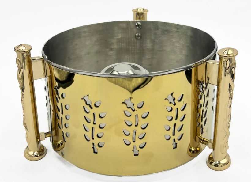 hammered chafing dish with arched handle and glass lid - view 5