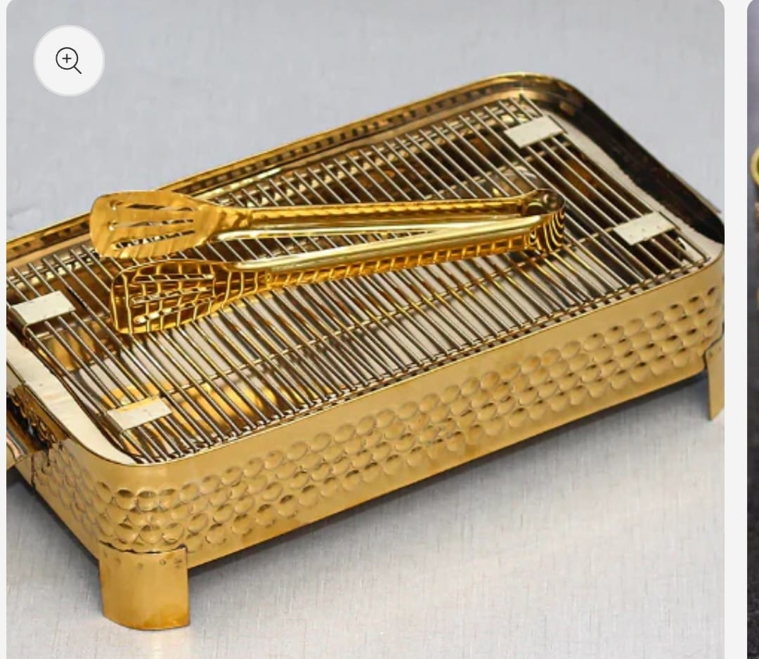 golden hammered tabletop BBQ grill - view 3