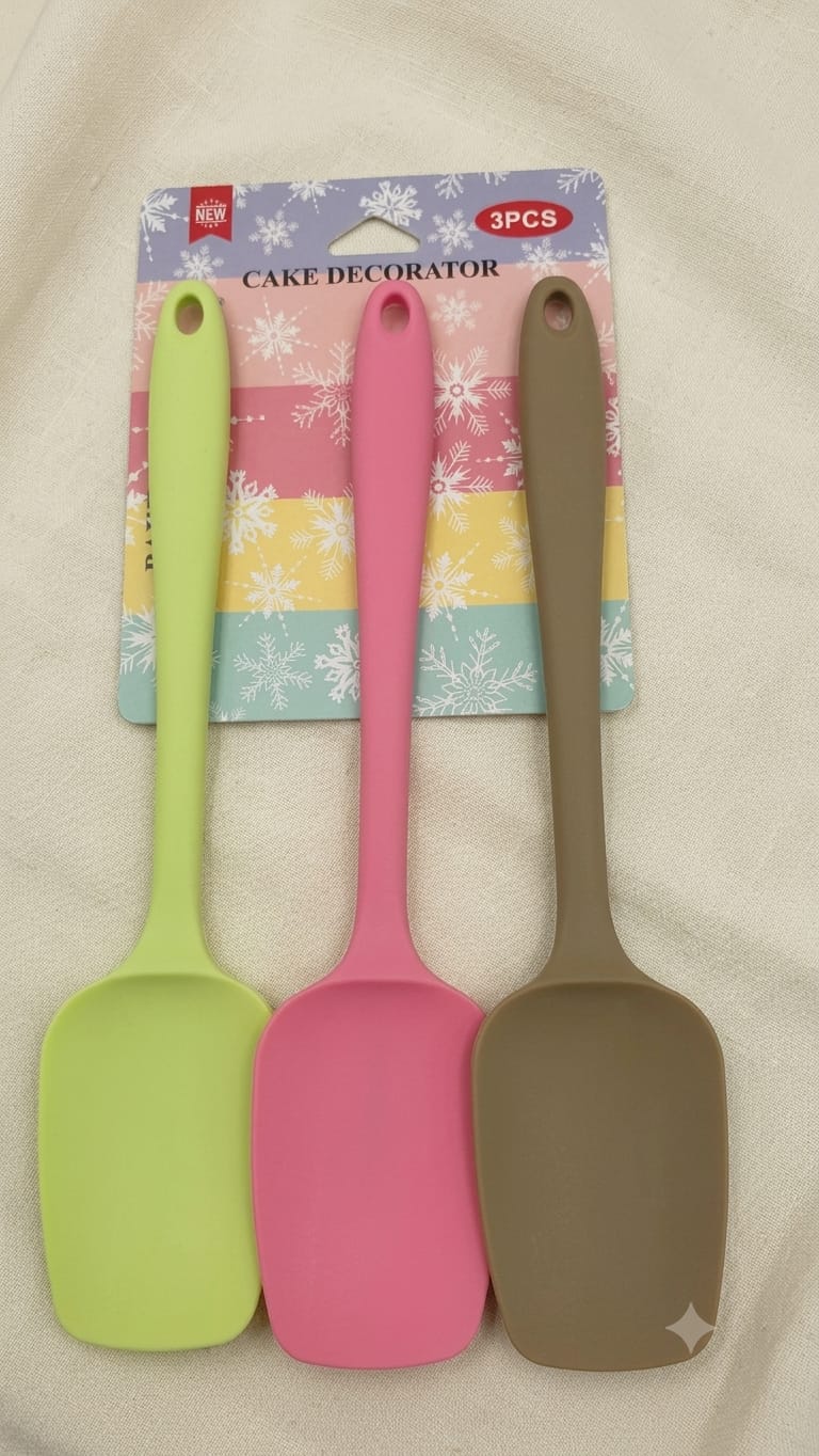 3 piece green heat-resistant silicone cooking spoon set | Saify Homes