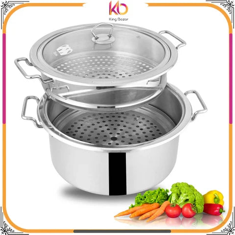 Alpha stainless steel steamer pot with glass lid - view 2