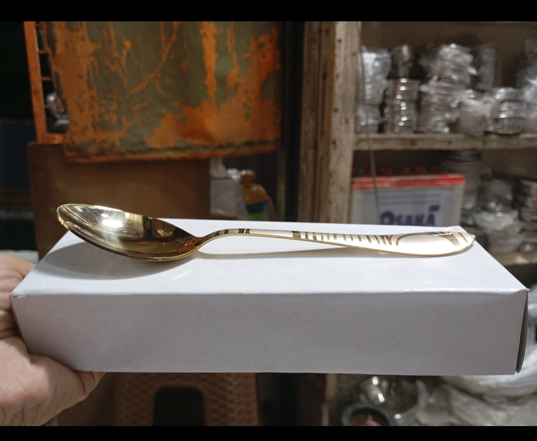 Golden laser print stainless steel table spoons – photo 2