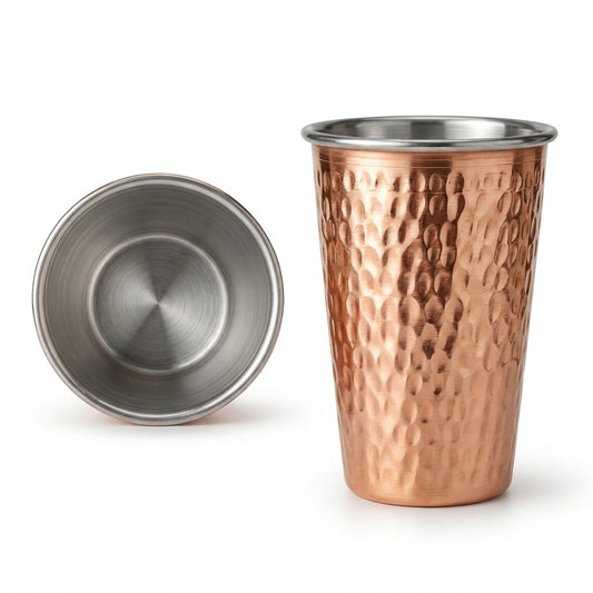 Hammered copper glass inside stainless steel 400ml – image 1