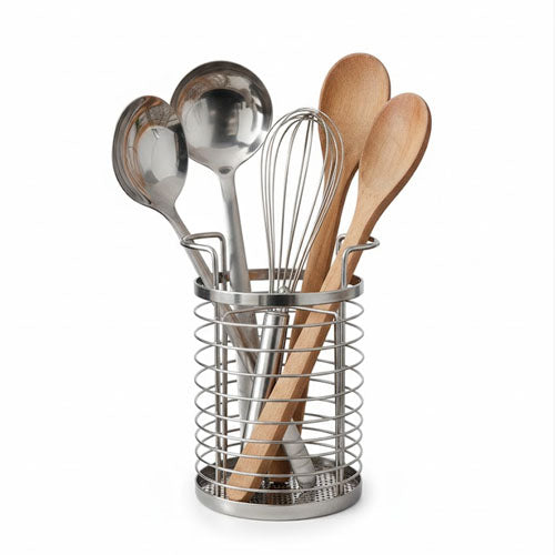 Cylindrical stainless steel spoon stand cutlery holder – photo 2