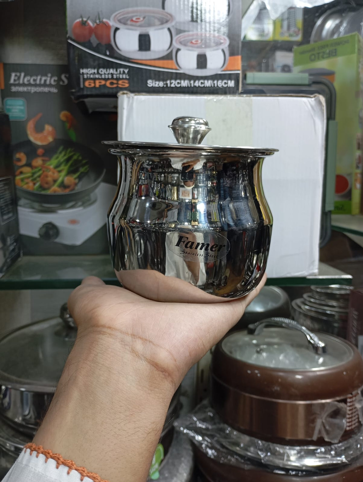 Stainless steel ghee pot with lid in 250g and 500g – photo 2