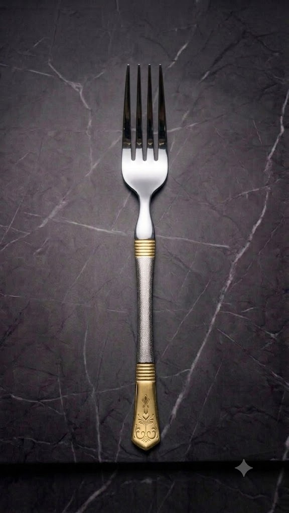 Gold and silver diamond-cut heavy stainless steel cutlery – photo 5