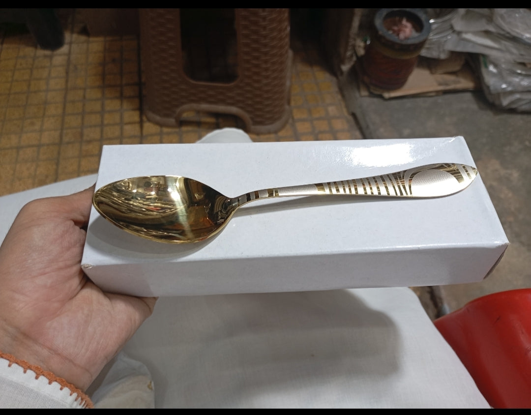 Golden laser print stainless steel table spoons – photo 4