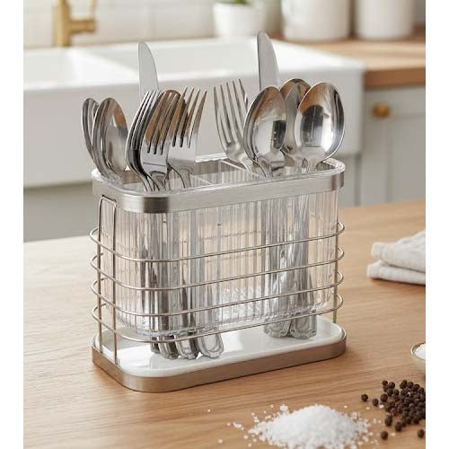 Rectangular stainless steel spoon stand cutlery holder – photo 2