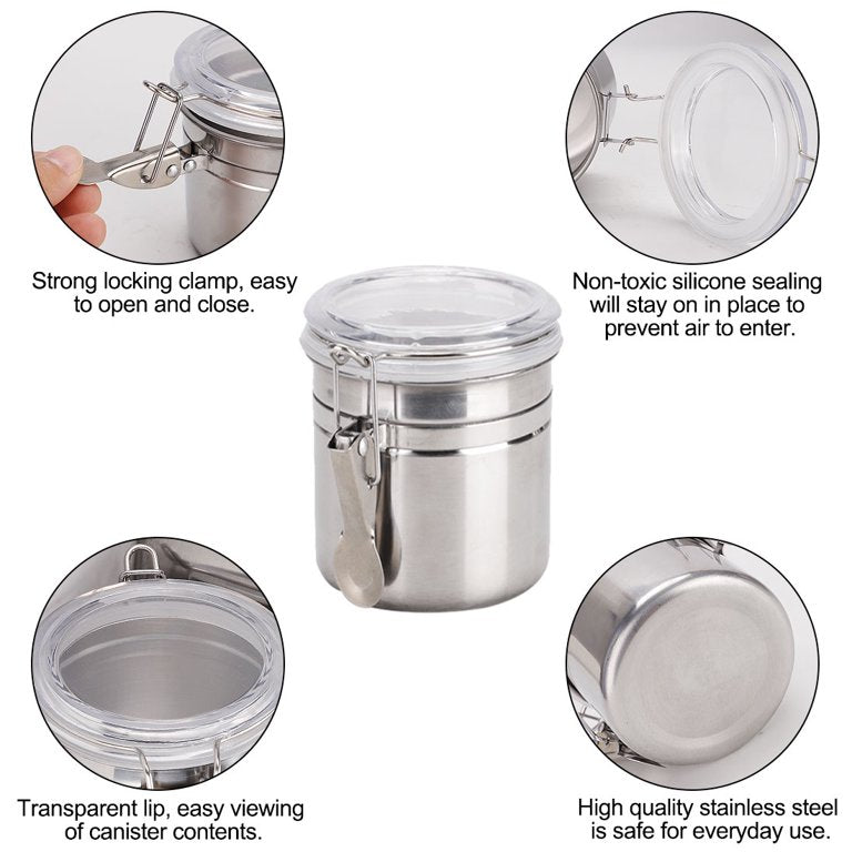 Lockable 4 piece stainless steel canister jar set with acrylic lids – photo 2