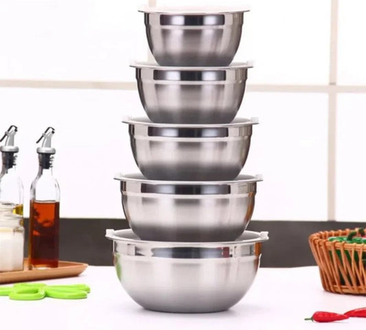 5 piece stainless steel nesting mixing bowl set with airtight lids | Saify Homes