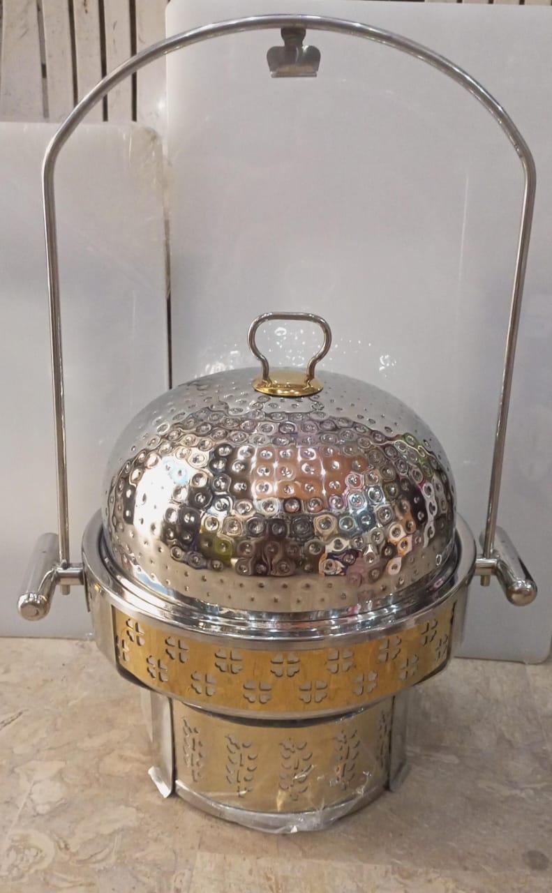 hammered dome lid chafing dish with hanging lid stand - view 3