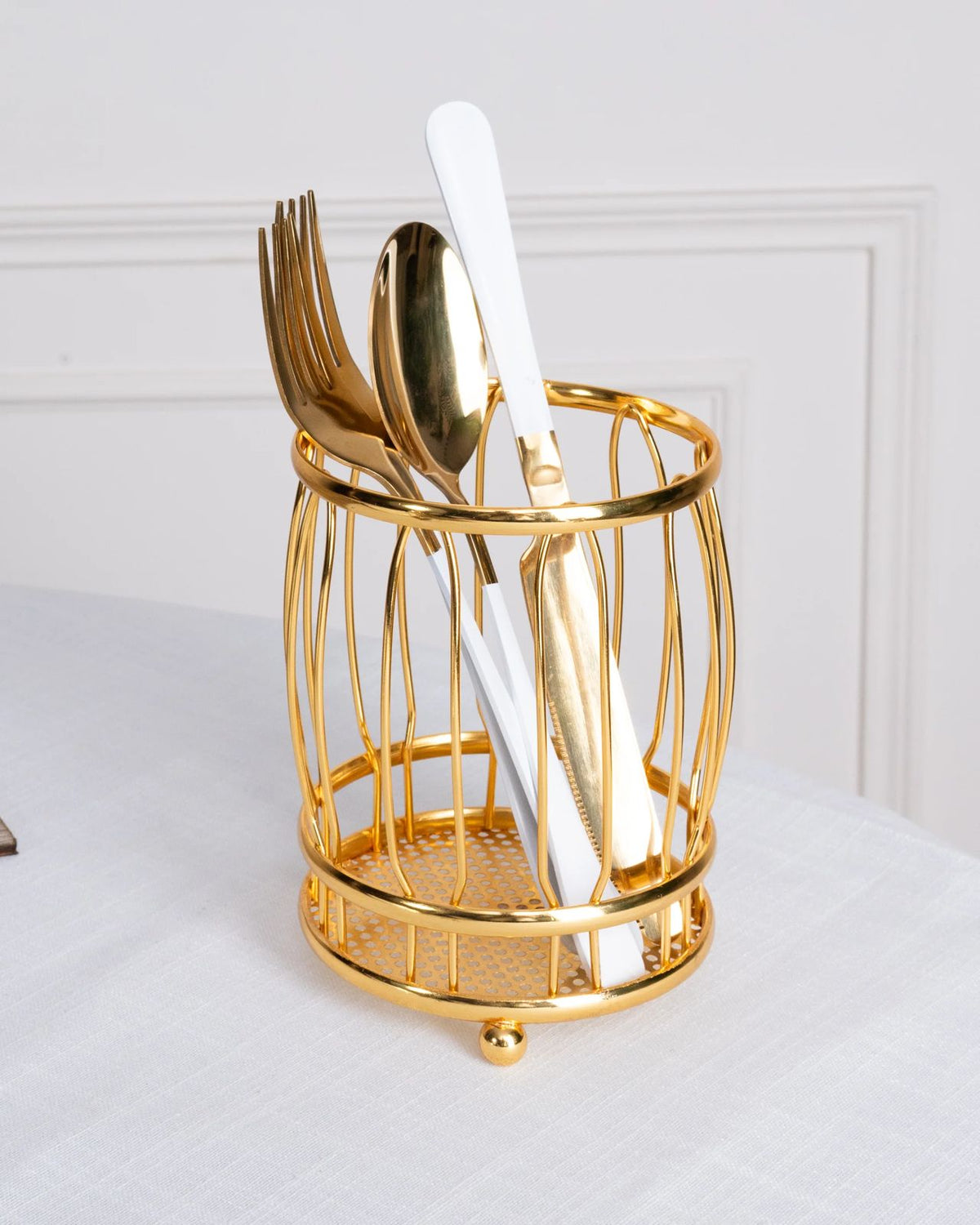 Golden pure stainless steel round spoon holder | Saify Homes