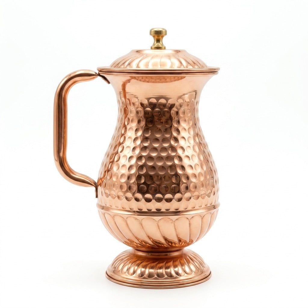 2L hammered pure copper water jug – Saify Kitchenware Pakistan