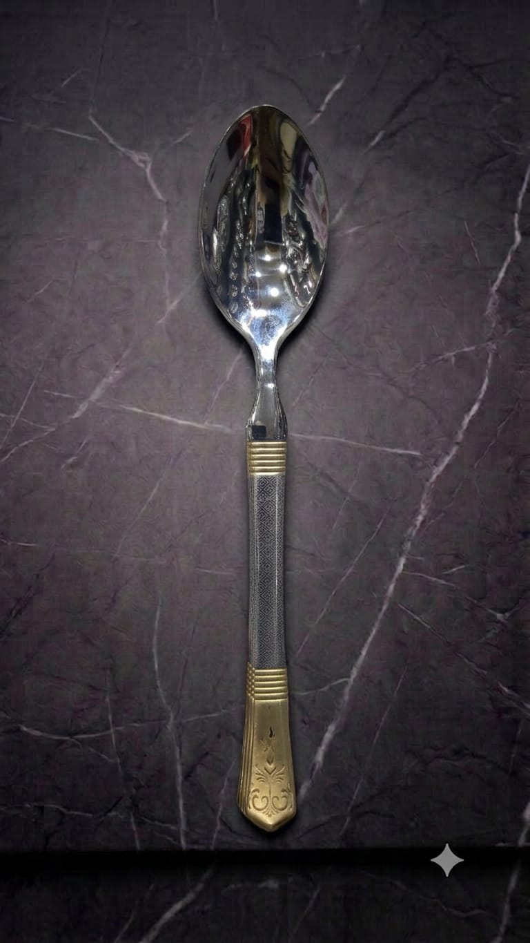 Gold and silver diamond-cut heavy stainless steel cutlery – photo 7