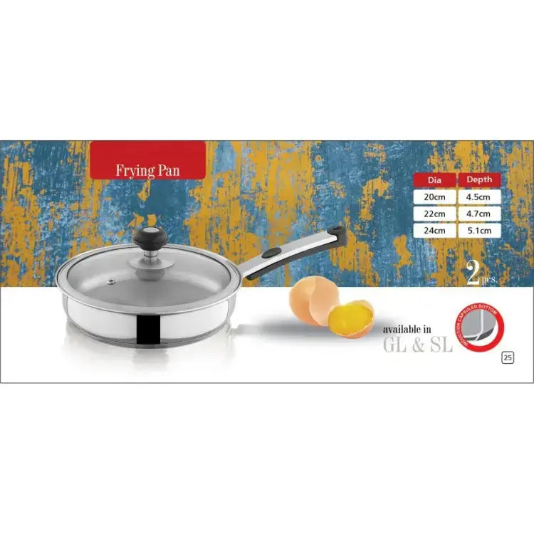 Alpha double bottom stainless steel frypan