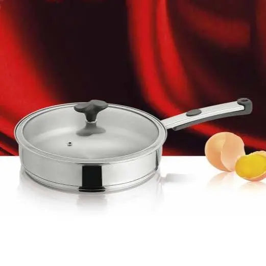 Alpha double bottom stainless steel frypan - view 4