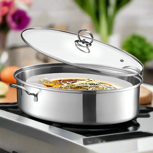Alpha stainless steel lagan fish pot flat karahi