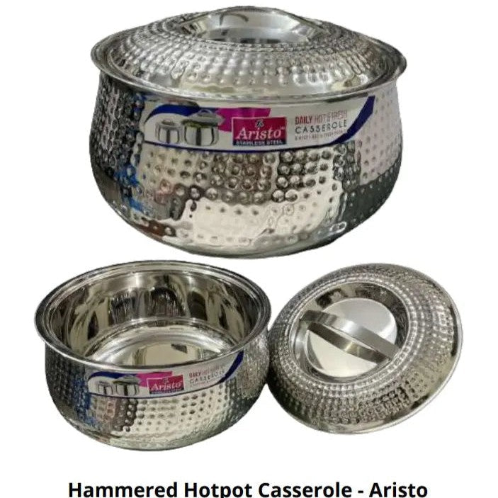 Aristo Indian hammered stainless steel hot pot