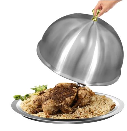 stainless steel dome cloche serving platter - view 3