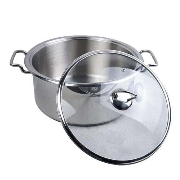 Alpha double bottom stainless steel casserole with glass lid