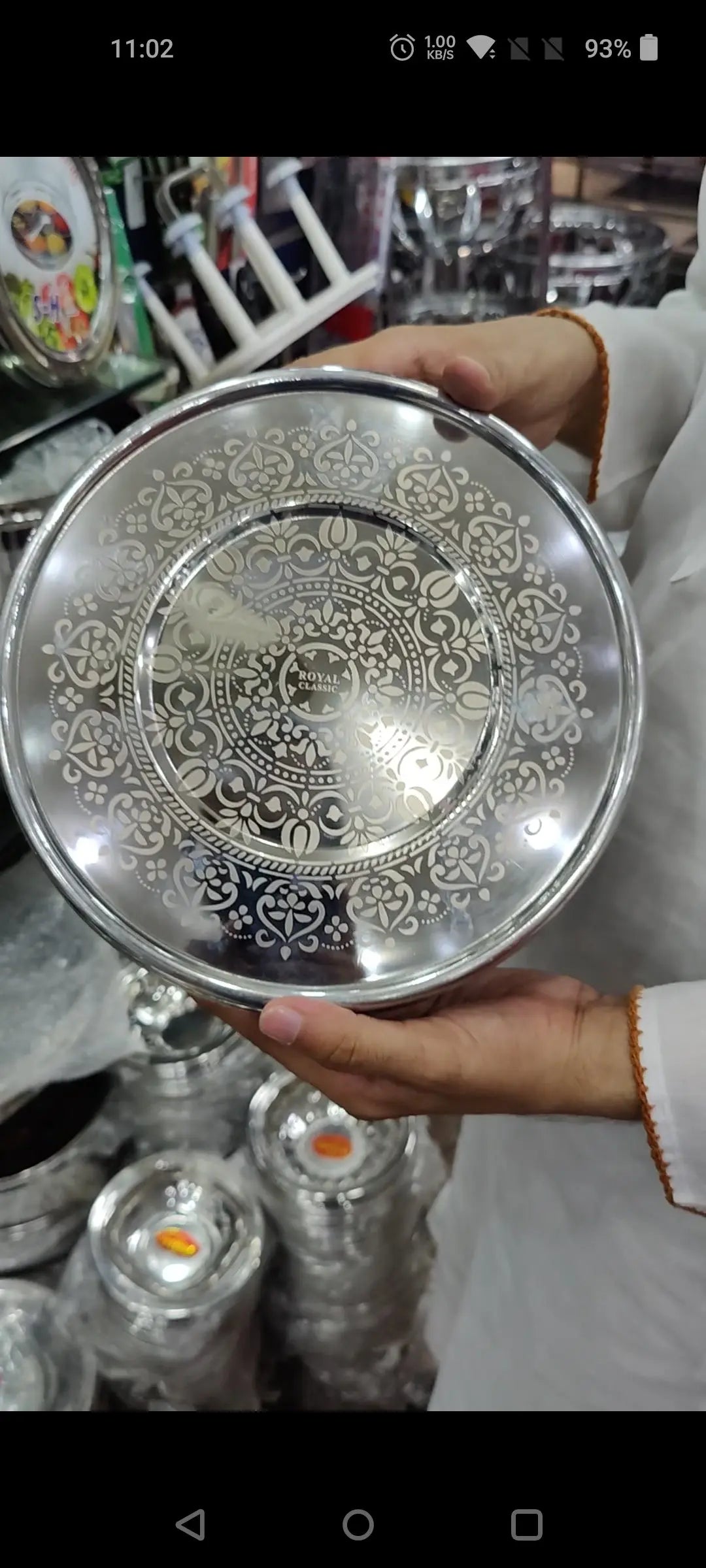 3 piece stainless steel puri dabba set with laser flower print – photo 4