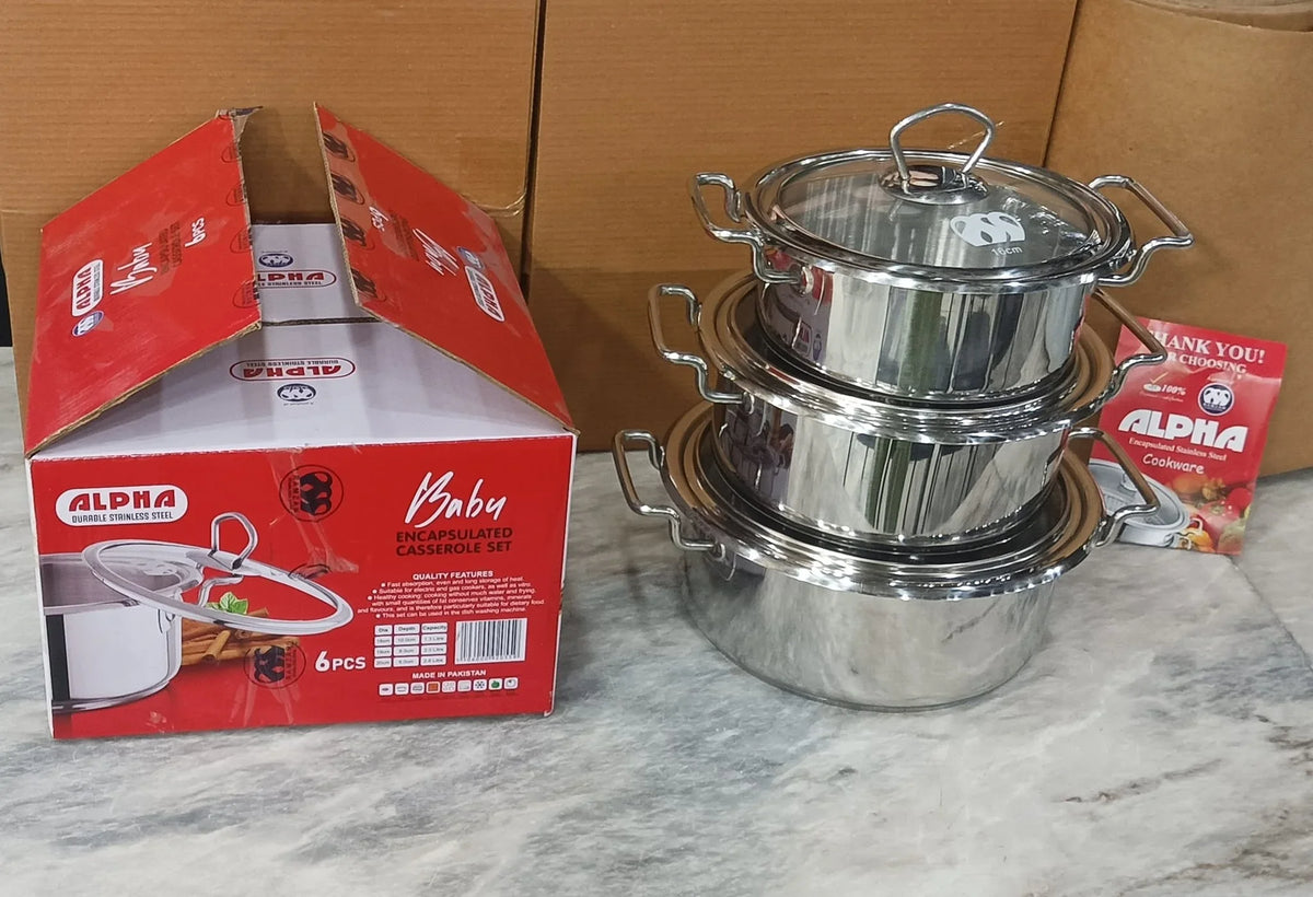 Alpha double bottom stainless steel casserole with glass lid - view 3