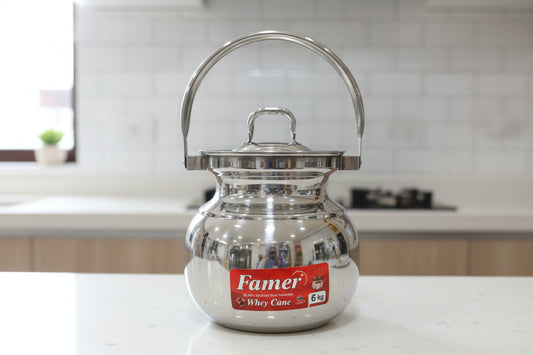 Heavy duty stainless steel milk can with lid and overhead handle | Saify Homes