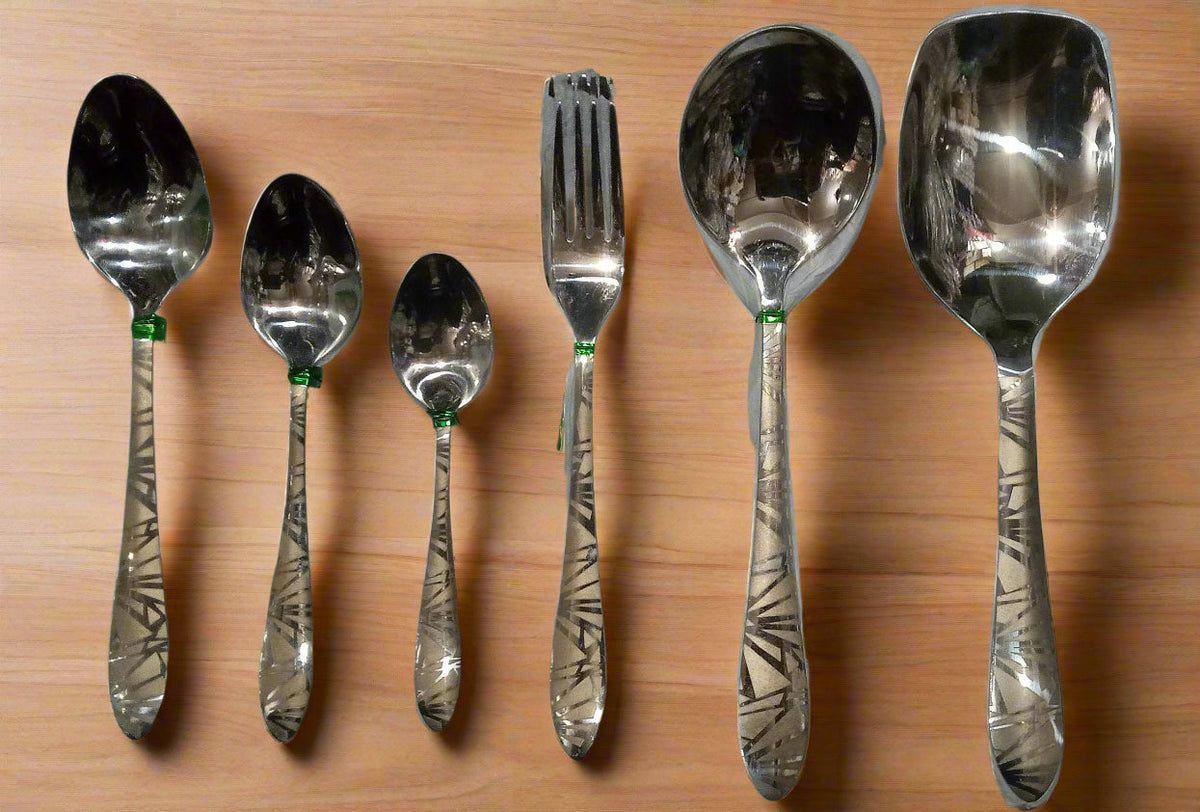 Laser print 14 gauge heavy stainless steel cutlery set | Saify Homes
