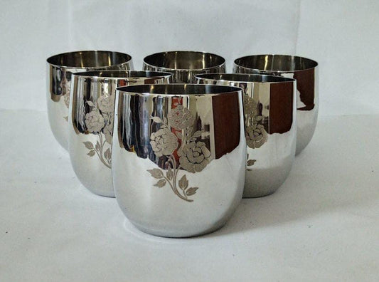Floral printed stainless steel egg glasses - product photo | Saify Homes Pakistan