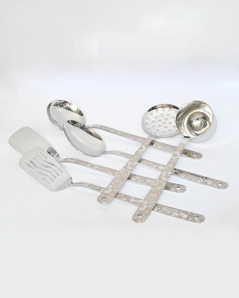Laser print stainless steel kitchen spoon set with stand – photo 2