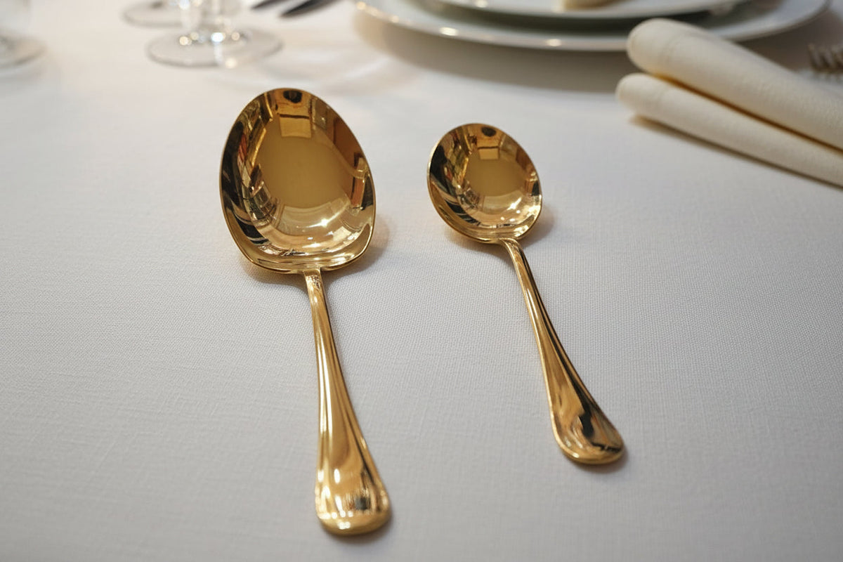 Golden stainless steel cutlery set 14 gauge heavy – photo 3