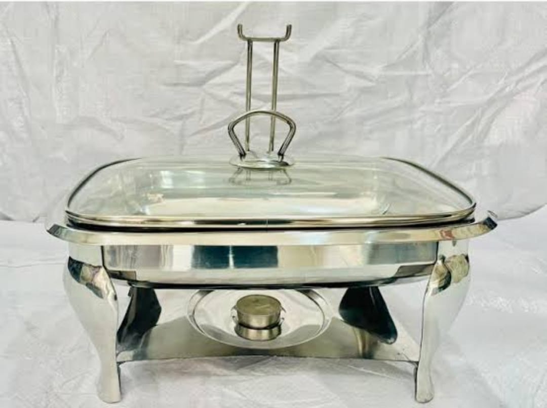 rectangular chafing dish with lift-up glass lid - view 2