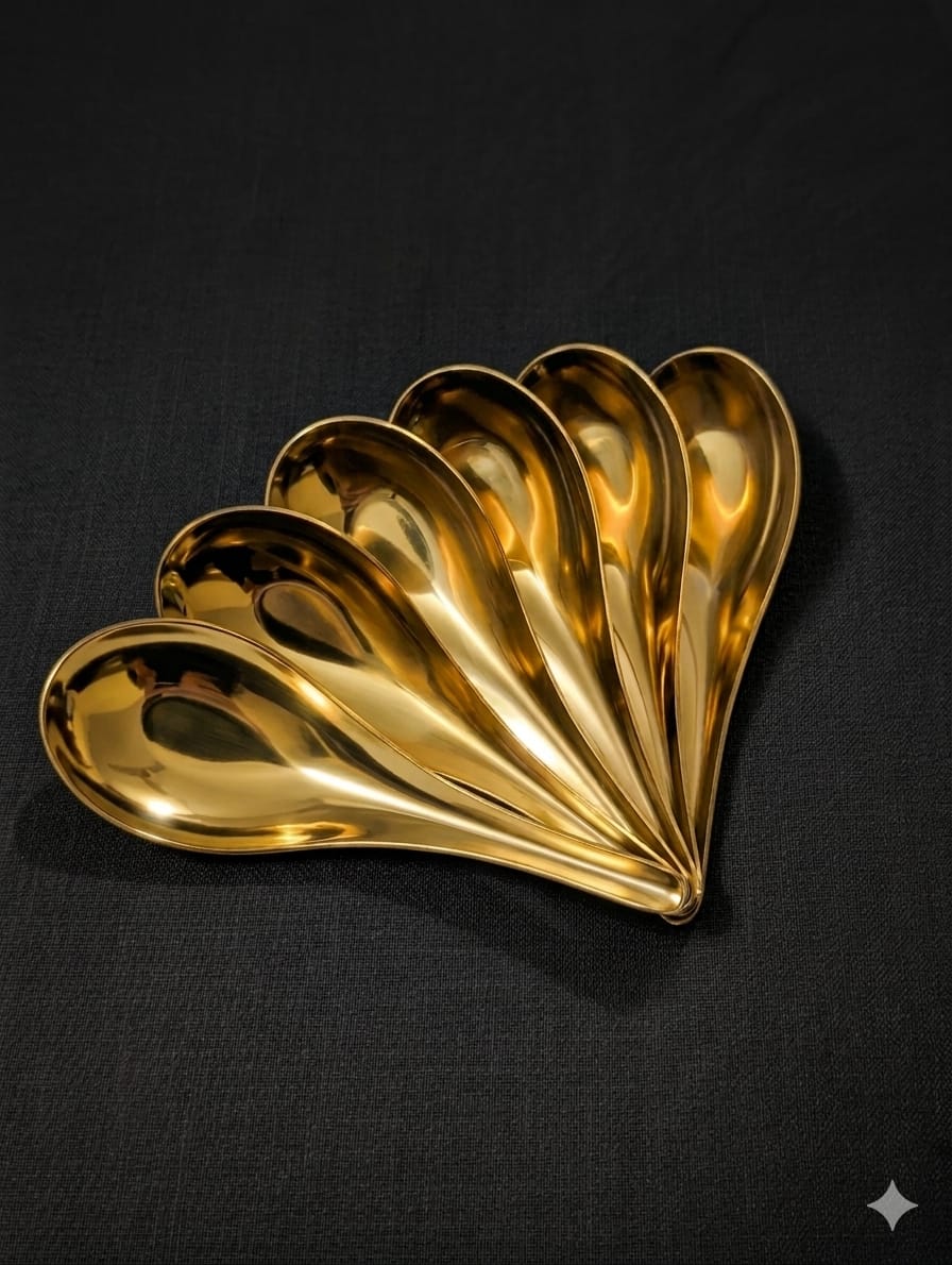 Golden Saifee gold plated stainless steel soup and dessert spoons – photo 2