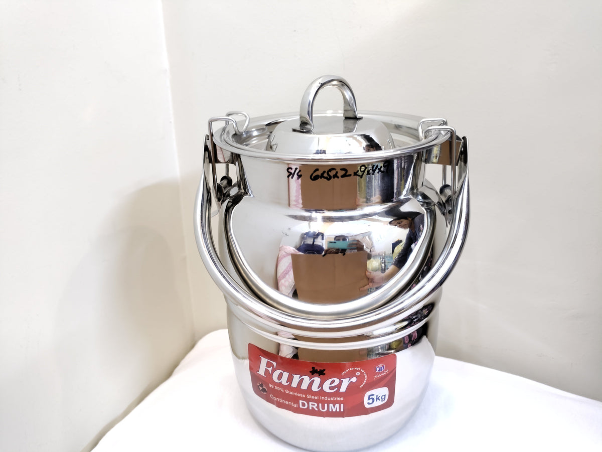 Heavy stainless steel storage drum with lockable lid and overhead handle – photo 6