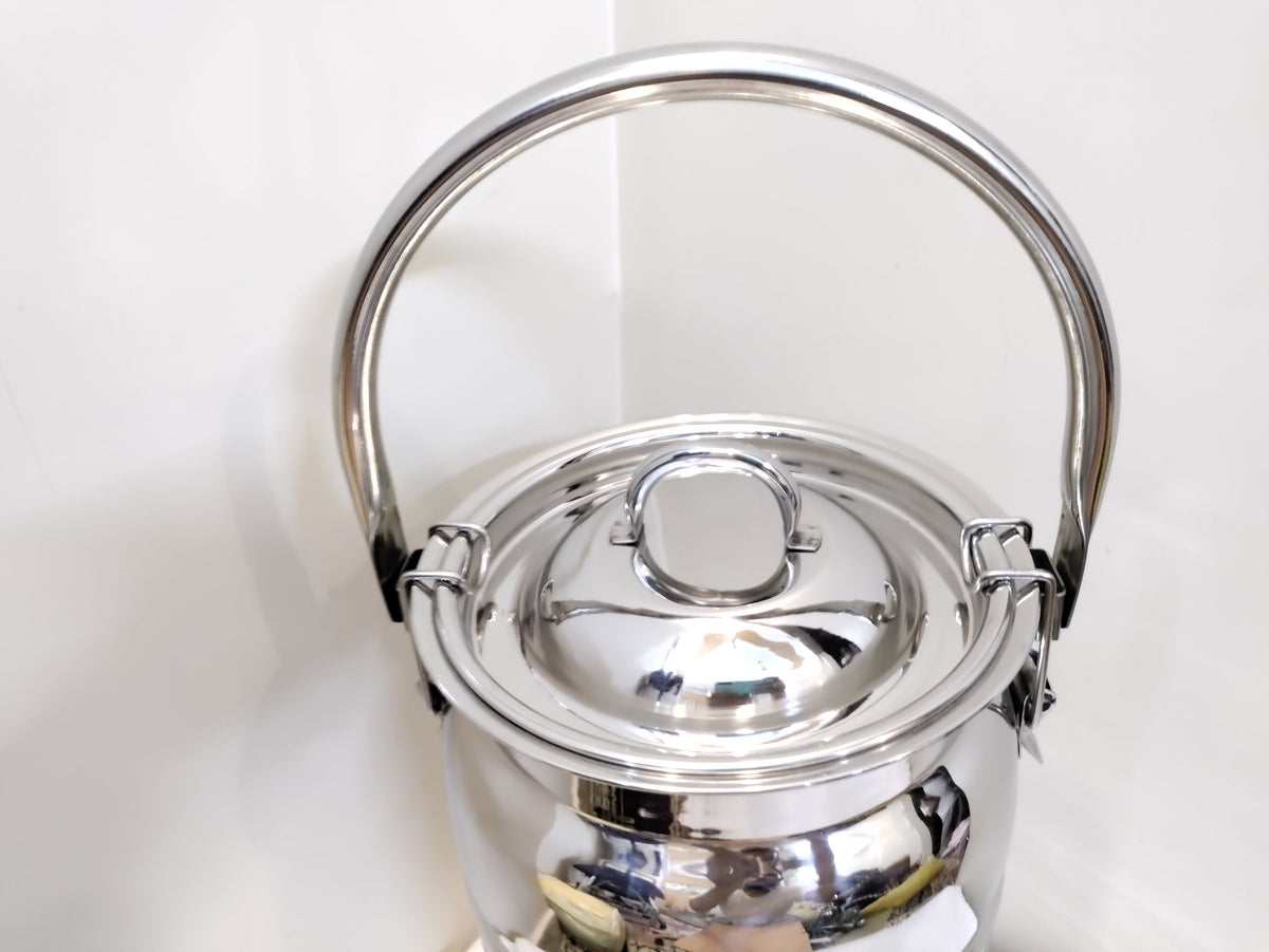 Heavy stainless steel storage drum with lockable lid and overhead handle – photo 8