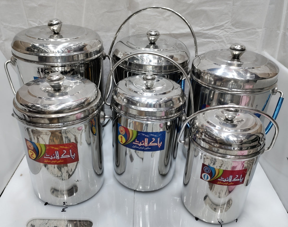 Stainless steel storage container with wire carry handle and lid – photo 8