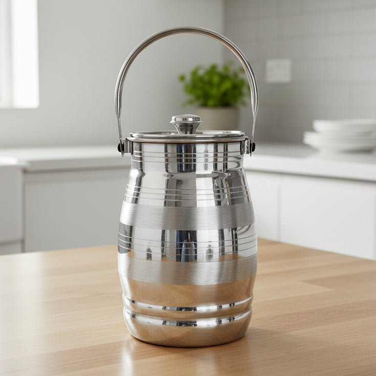 Silver touch design stainless steel milk can storage container | Saify Homes