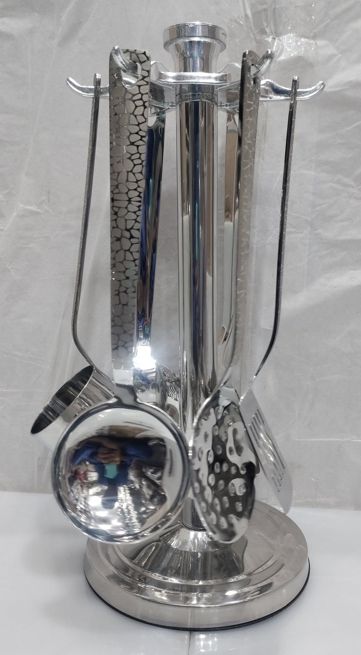 Laser print stainless steel kitchen spoon set with stand – photo 5