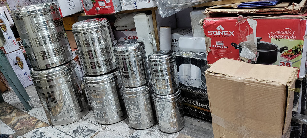 Stainless steel shaded design anaj dabba grain storage container – photo 3