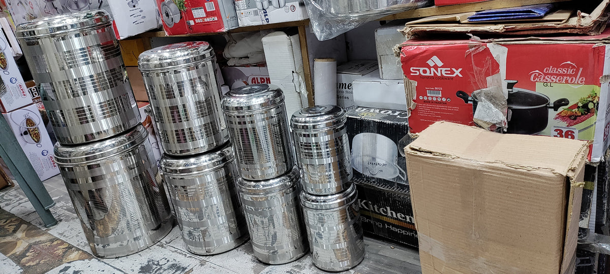 Stainless steel shaded design anaj dabba grain storage container – photo 4