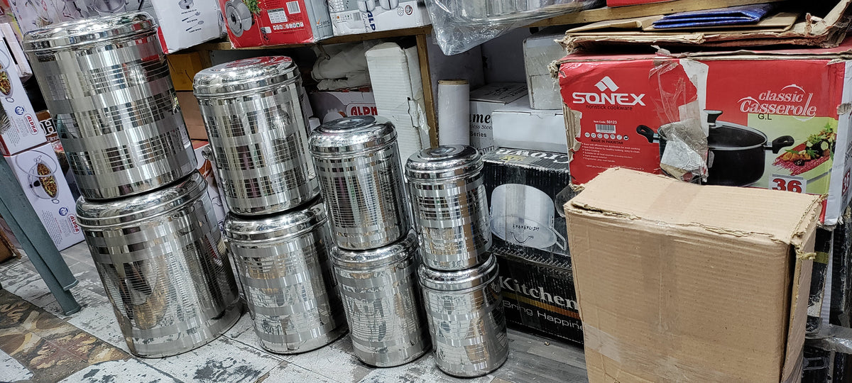 Stainless steel shaded design anaj dabba grain storage container – photo 5