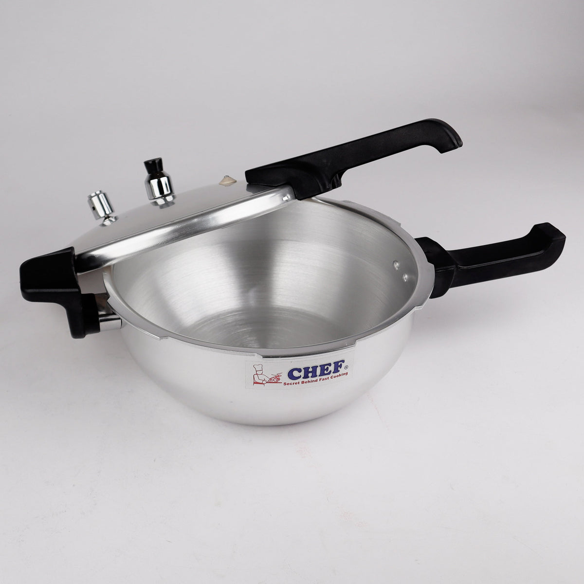 Chef aluminium pressure cooker and karahi with glass lid - view 3