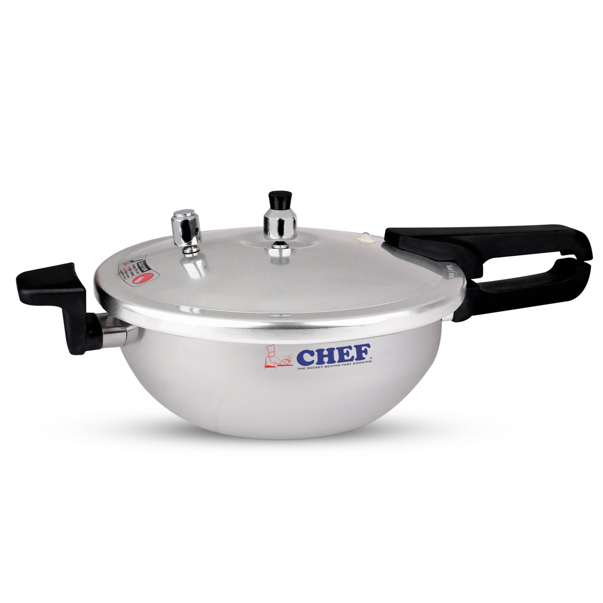 Chef aluminium pressure cooker and karahi with glass lid
