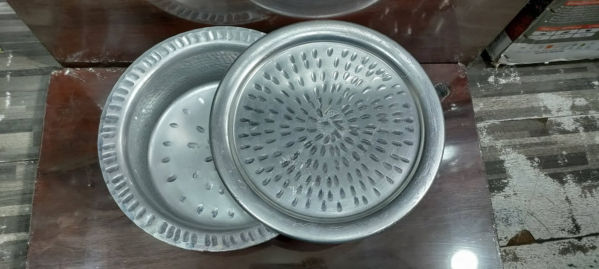silver anodized flat bottom lagan with lid - view 3