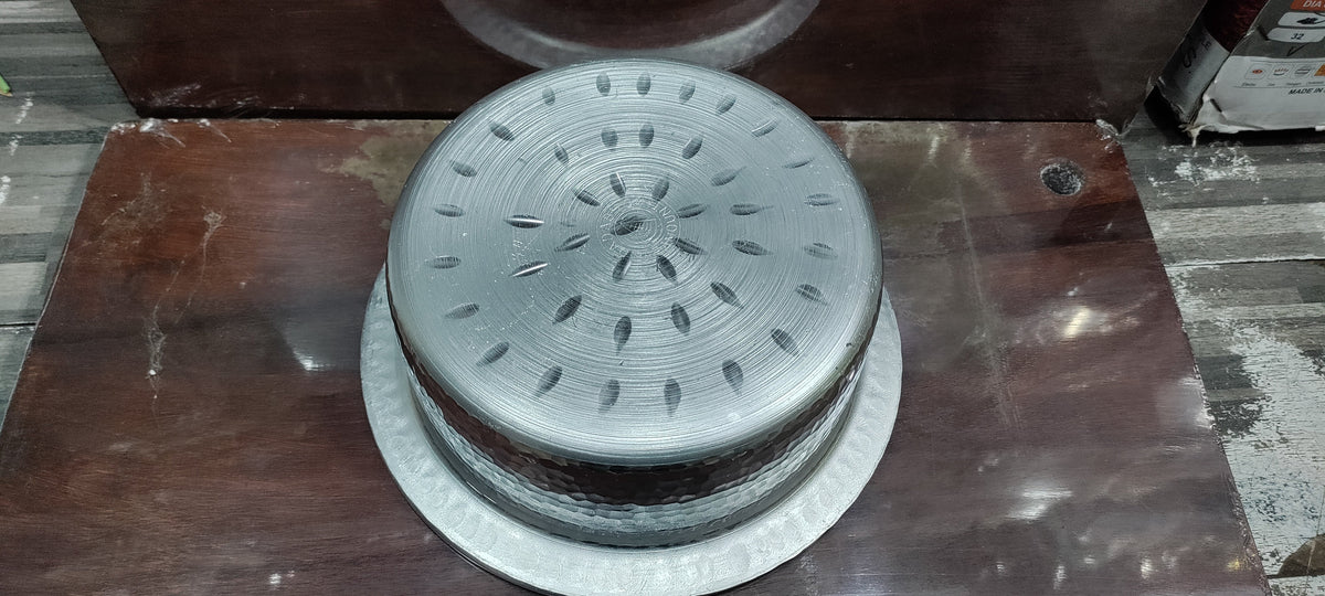 silver anodized flat bottom lagan with lid - view 6