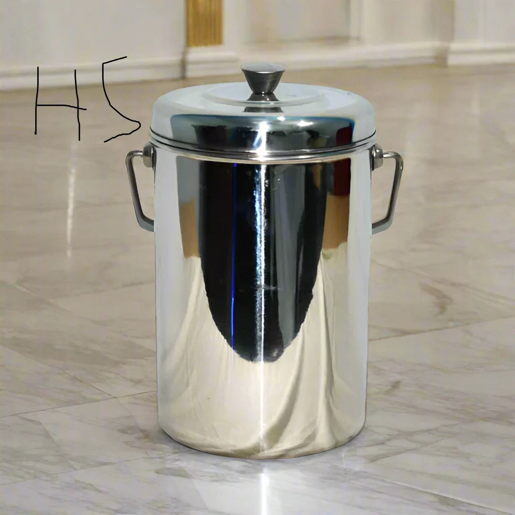Stainless steel storage container with wire carry handle and lid – photo 3