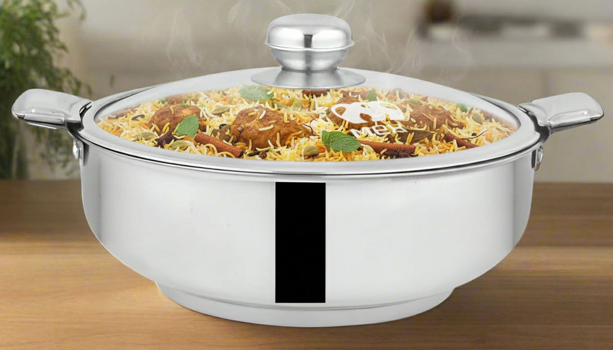 stainless steel lockable hot pot with glass lid - view 2