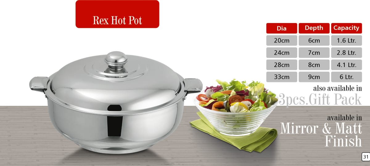 stainless steel lockable double wall hot pot with steel lid - view 2